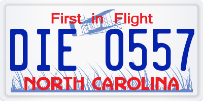 NC license plate DIE0557