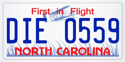 NC license plate DIE0559