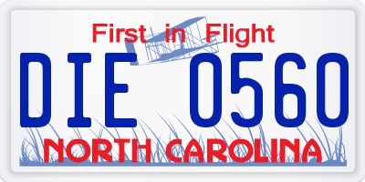 NC license plate DIE0560