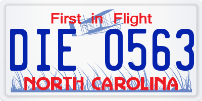 NC license plate DIE0563