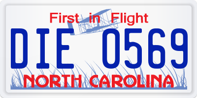 NC license plate DIE0569