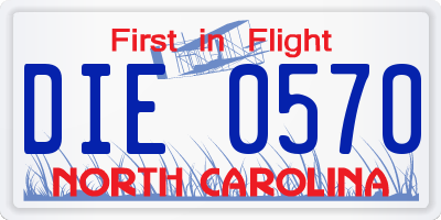 NC license plate DIE0570
