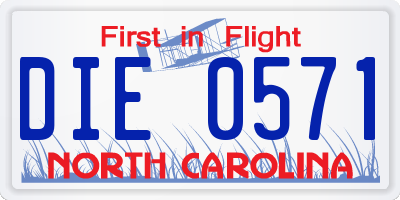 NC license plate DIE0571