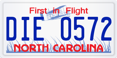 NC license plate DIE0572