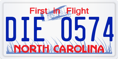 NC license plate DIE0574