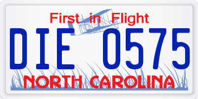 NC license plate DIE0575
