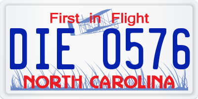 NC license plate DIE0576