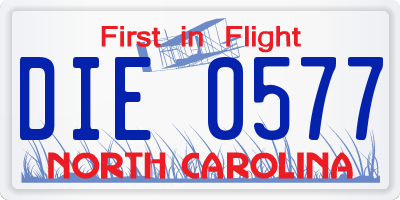 NC license plate DIE0577
