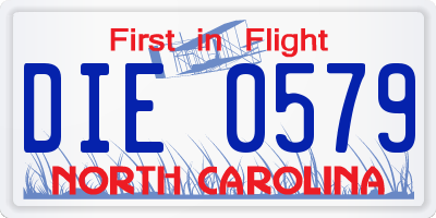 NC license plate DIE0579
