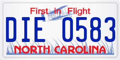 NC license plate DIE0583