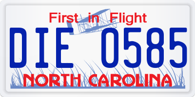 NC license plate DIE0585