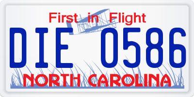 NC license plate DIE0586
