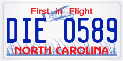 NC license plate DIE0589