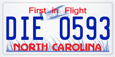 NC license plate DIE0593