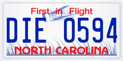 NC license plate DIE0594