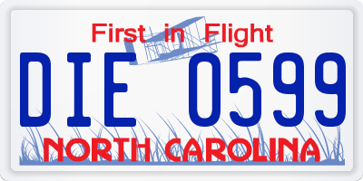 NC license plate DIE0599