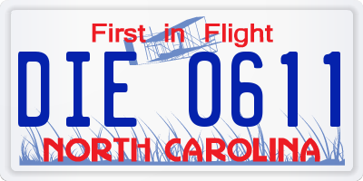 NC license plate DIE0611