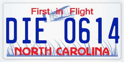 NC license plate DIE0614