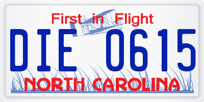 NC license plate DIE0615