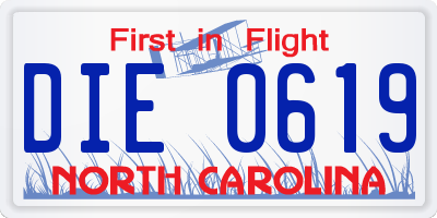 NC license plate DIE0619