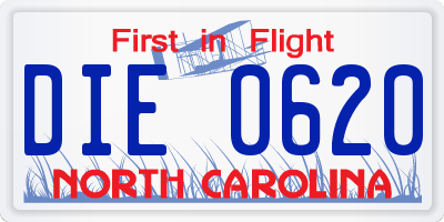NC license plate DIE0620