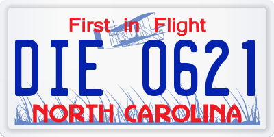 NC license plate DIE0621