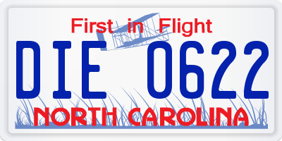 NC license plate DIE0622