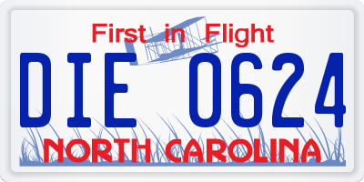 NC license plate DIE0624