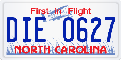 NC license plate DIE0627