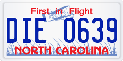 NC license plate DIE0639