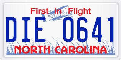 NC license plate DIE0641