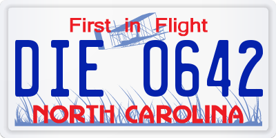 NC license plate DIE0642