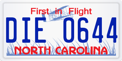 NC license plate DIE0644