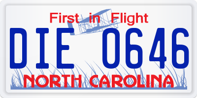 NC license plate DIE0646