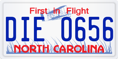 NC license plate DIE0656
