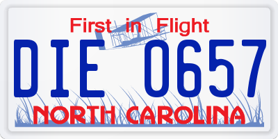 NC license plate DIE0657