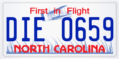 NC license plate DIE0659