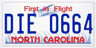 NC license plate DIE0664