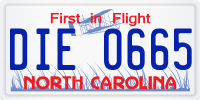 NC license plate DIE0665