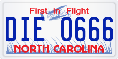 NC license plate DIE0666