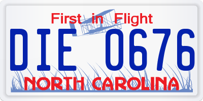 NC license plate DIE0676