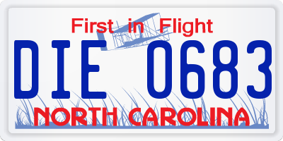 NC license plate DIE0683