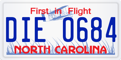 NC license plate DIE0684