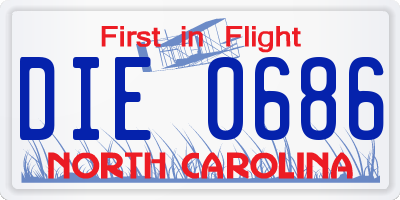 NC license plate DIE0686