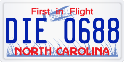 NC license plate DIE0688
