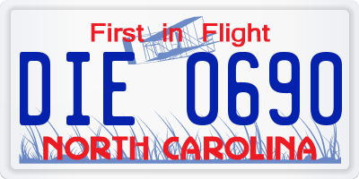 NC license plate DIE0690