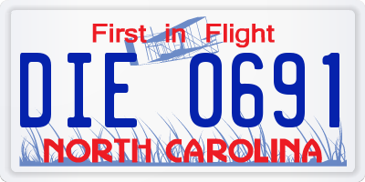 NC license plate DIE0691