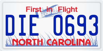 NC license plate DIE0693