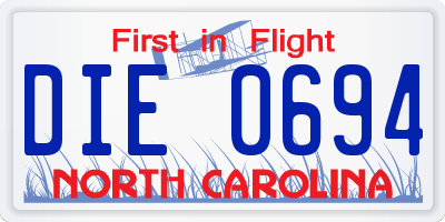 NC license plate DIE0694