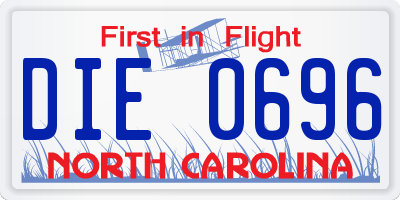 NC license plate DIE0696